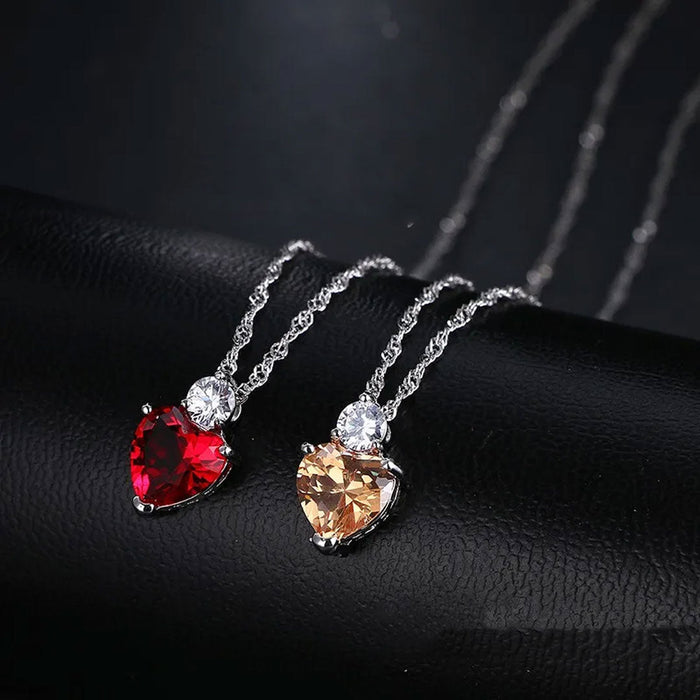 Heart Shaped Zircon Fashionable Elegance Necklace-Pendant-Sairahaz Jewelers