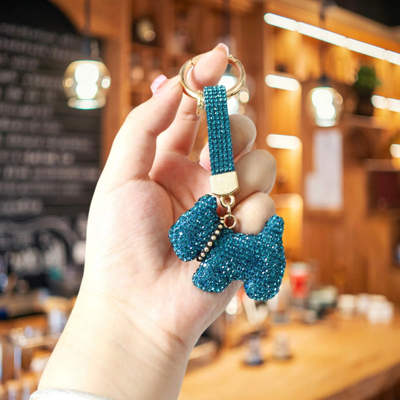 Crystal Rhinestone French Bulldog Keychain