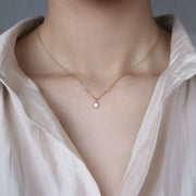 Classic Simple Zircon Sterling Pendant Necklace-Pendant-Sairahaz Jewelers