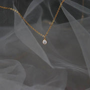 Classic Simple Zircon Sterling Pendant Necklace-Pendant-Sairahaz Jewelers