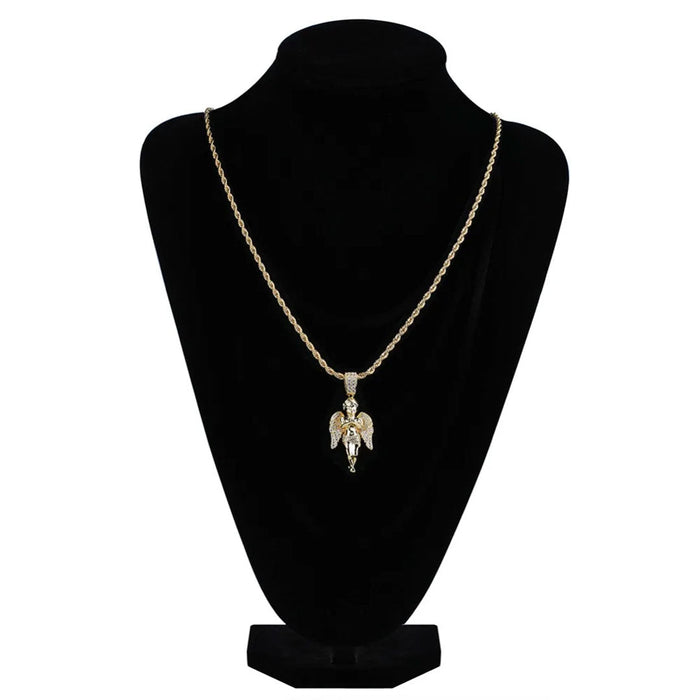 Hip Hop Angle Iced Out Gold Pendant Necklace