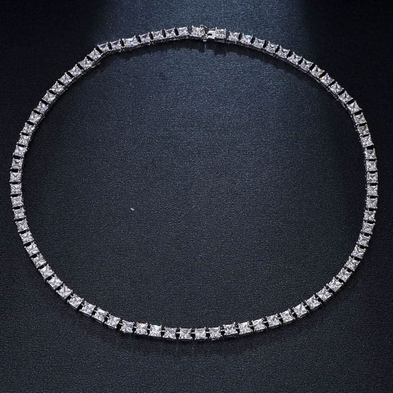 Square Luxury Cubic Zirconia Necklace-Cubin Chains-Sairahaz Jewelers