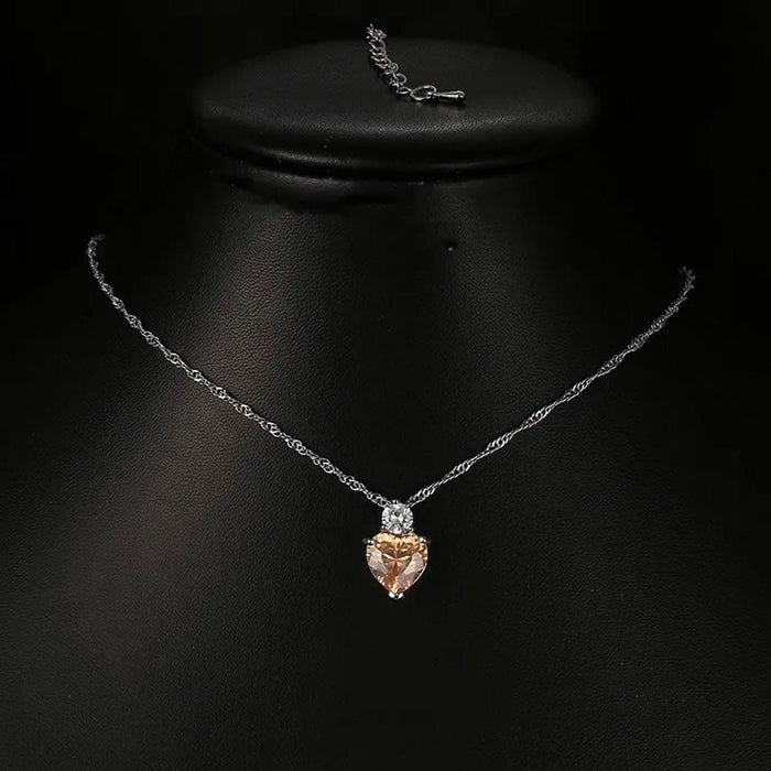 Heart Shaped Zircon Fashionable Elegance Necklace-Pendant-Sairahaz Jewelers