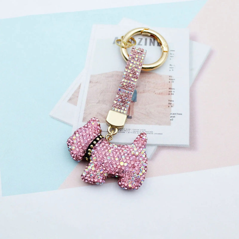 Crystal Rhinestone French Bulldog Keychain