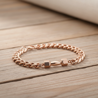 Rose Gold Dumbbell Cuban Link Bracelet
