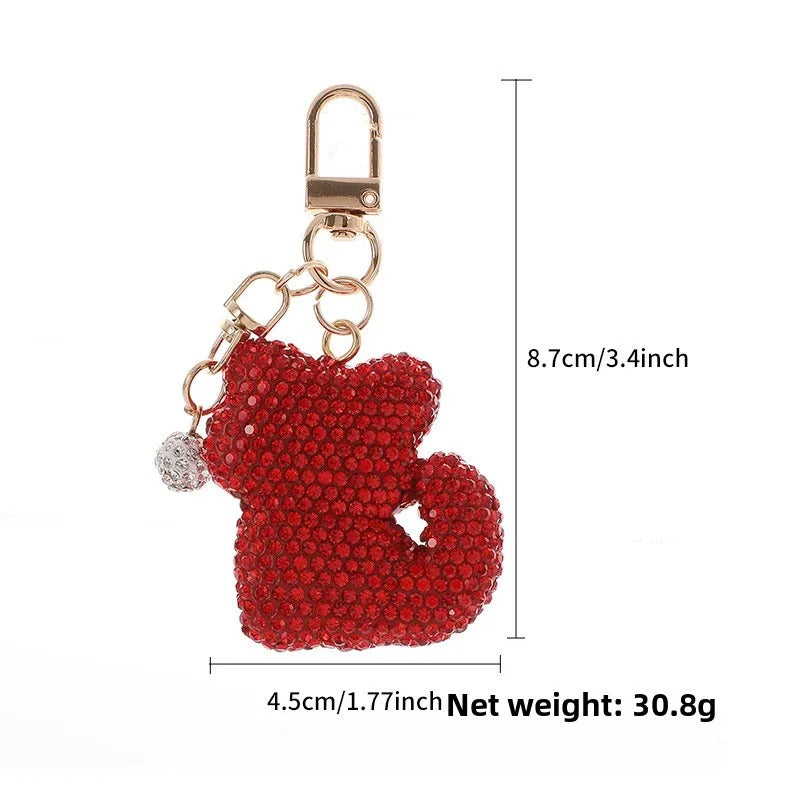 Crystal Rhinestone Bear Keychain