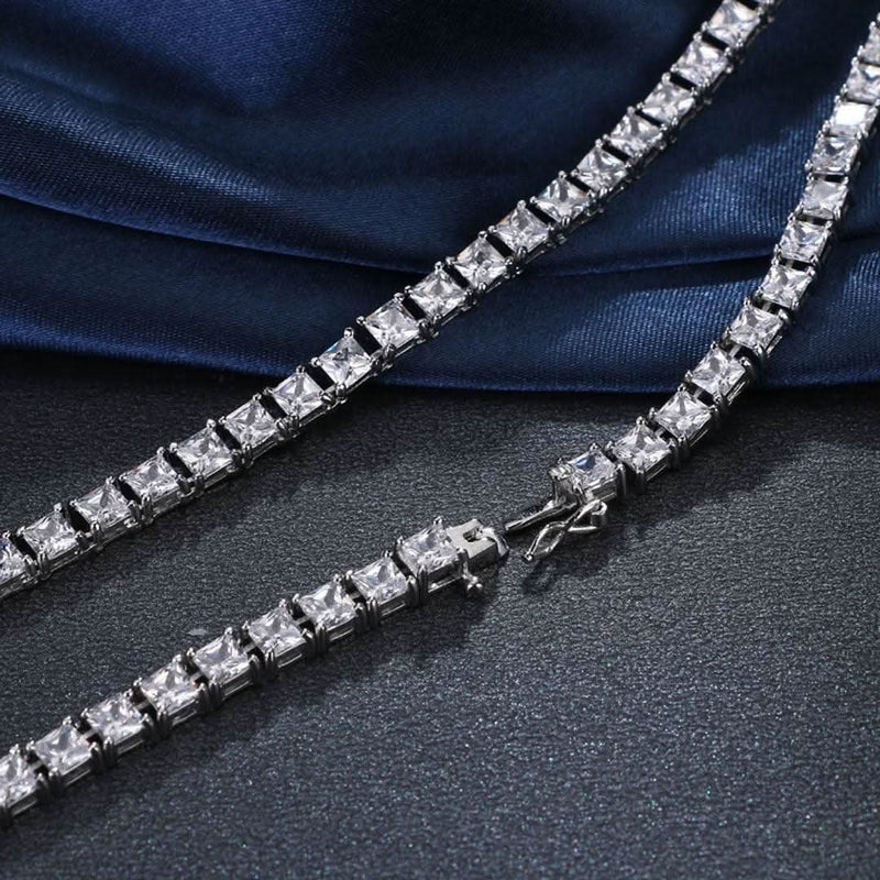 Square Luxury Cubic Zirconia Necklace-Cubin Chains-Sairahaz Jewelers