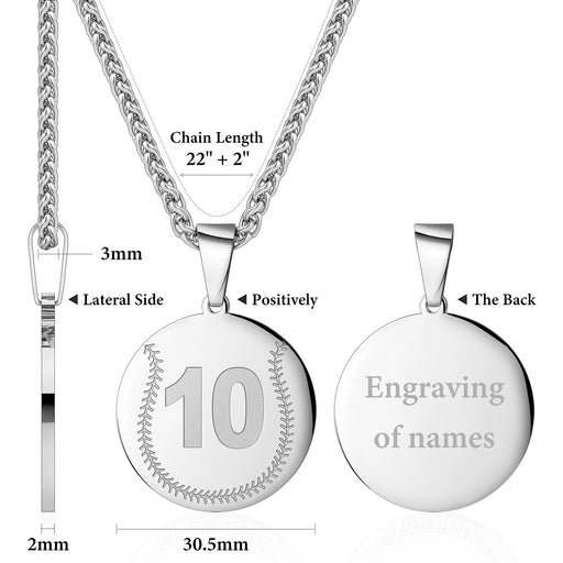 Engraving Baseball Number Necklaces Pendant-Custom Baseball Necklace-Sairahaz Jewelers