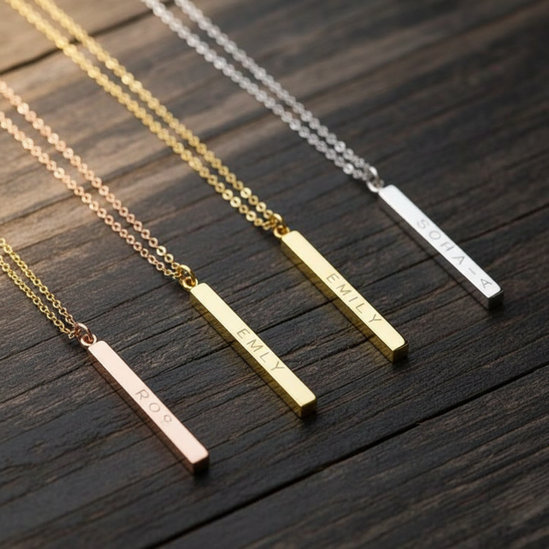 Bar Name Necklace 925 Sterling Silver