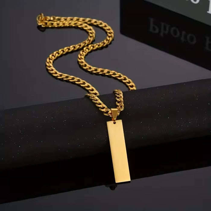 Long Bar Men's Name Cuban Link Chain