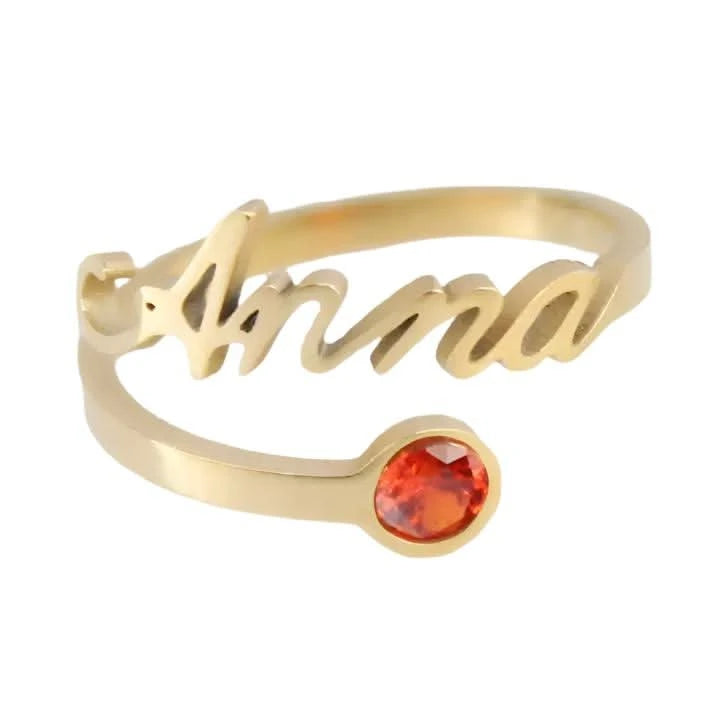 Custom Name Birthstone Ring-Rings-Sairahaz Jewelers