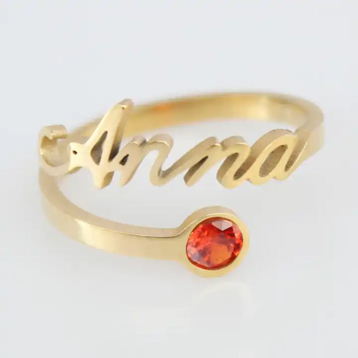 Custom Name Birthstone Ring