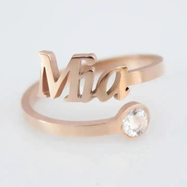 Custom Name Birthstone Ring-Rings-Sairahaz Jewelers
