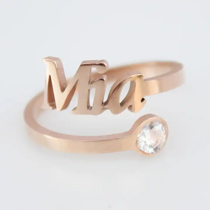 Custom Name Birthstone Ring