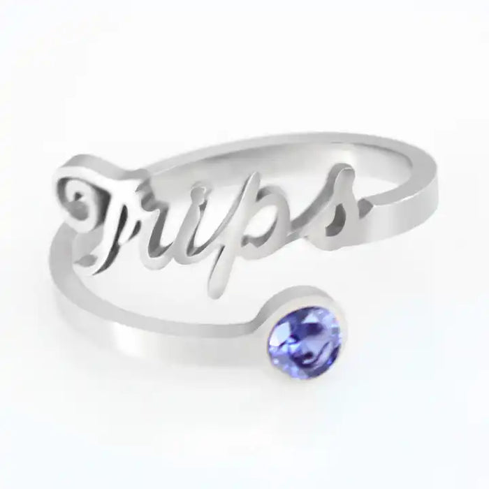 Custom Name Birthstone Ring