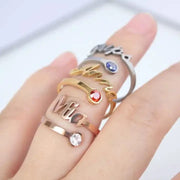 Custom Name Birthstone Ring-Rings-Sairahaz Jewelers