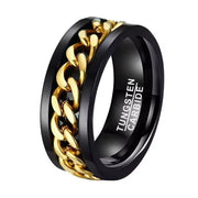 Men's Cuban Link Spiner Black Tungsten Ring-Rings-Sairahaz Jewelers