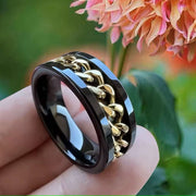 Men's Cuban Link Spiner Black Tungsten Ring-Rings-Sairahaz Jewelers