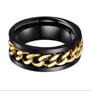 Men's Cuban Link Spiner Black Tungsten Ring-Rings-Sairahaz Jewelers