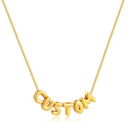 Bubble Letters Custom Name Necklace - 18k Gold Plated