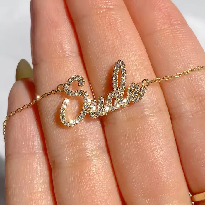 CZ Name Necklace-Custom Name Necklace-Sairahaz Jewelers