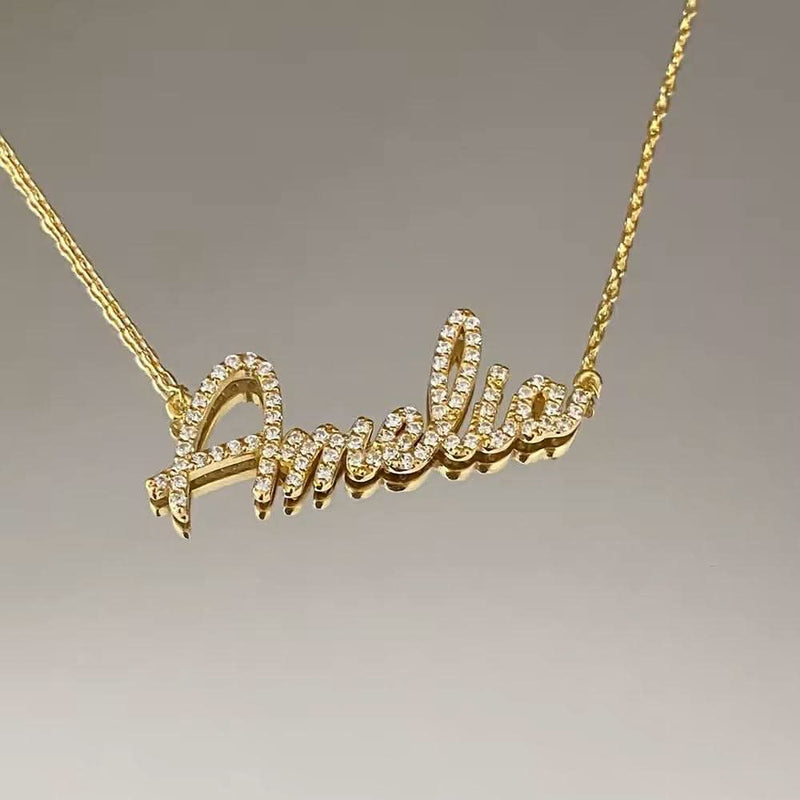 CZ Name Necklace-Custom Name Necklace-Sairahaz Jewelers