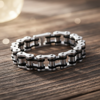 Motorcycle Bike Chain Bracelet for Men –Silver & Black - view 1