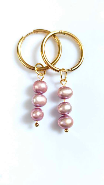 Genuine Real Pearl Earrings - Purple Pearl Earrings-Pearl Earrings-Sairahaz Jewelers