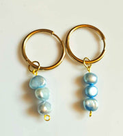 Blue Cultured Pearl Earrings - Blue Pearl Earrings-Pearl Earrings-Sairahaz Jewelers