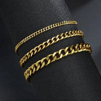 Miami Cuban Chain Bracelet, 3mm 5mm 7 mm 18K Gold Filled Gold Miami Cuban