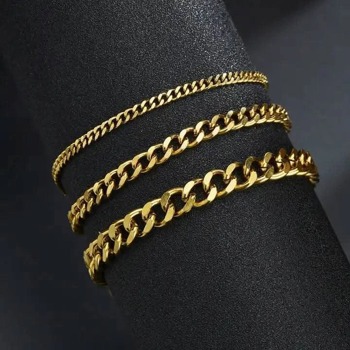 Miami Cuban Chain Bracelet, 3mm 5mm 7 mm 18K Gold Filled Gold Miami Cuban