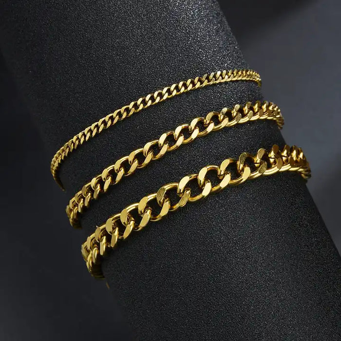 Miami Cuban Chain Bracelet, 3mm 5mm 7 mm 18K Gold Filled Gold Miami Cuban