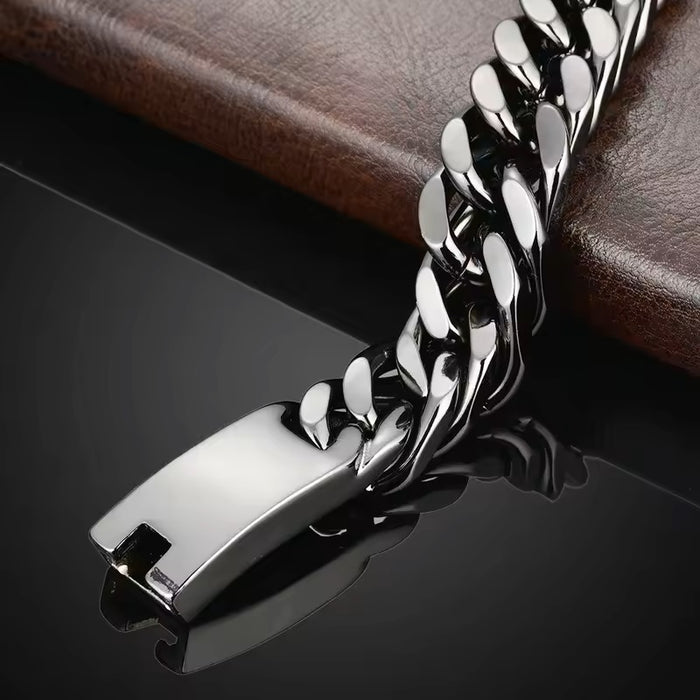 Chunky Men's Cuban Close Link Buckle Bracelet