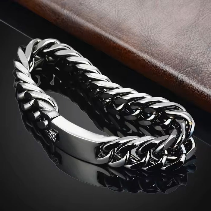 Chunky Men's Cuban Close Link Buckle Bracelet