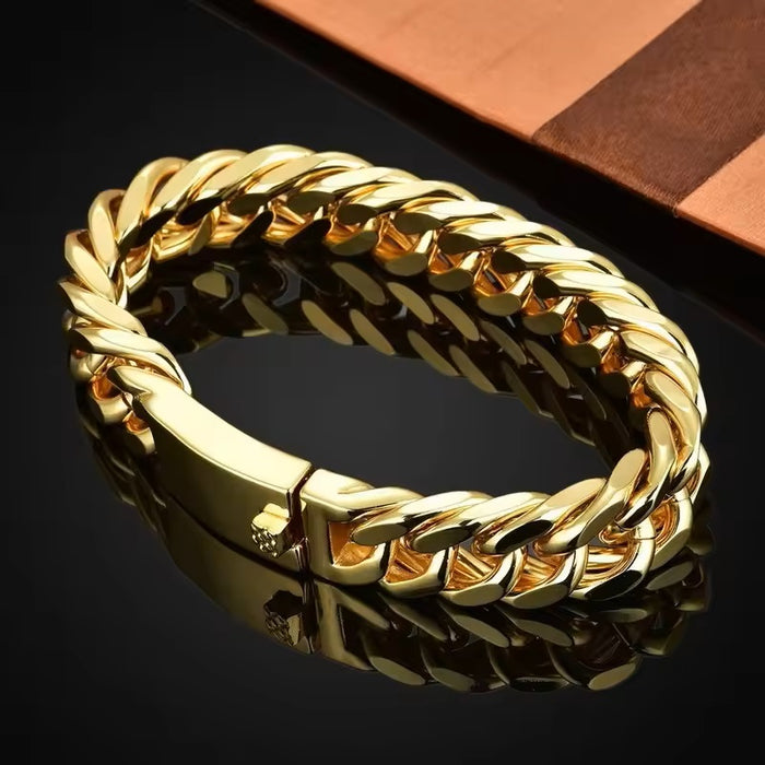 Chunky Men's Cuban Close Link Buckle Bracelet