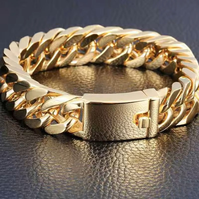 Chunky Men's Cuban Close Link Buckle Bracelet-Bracelet-Sairahaz Jewelers