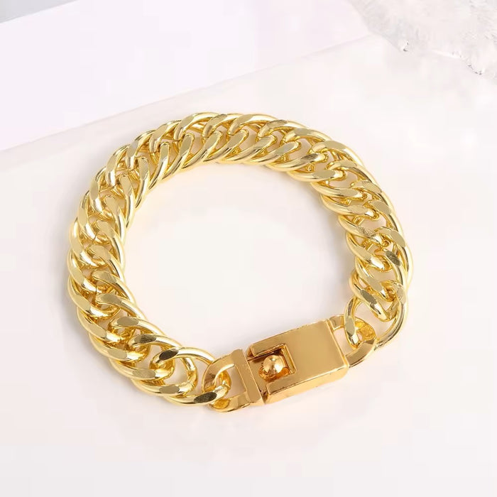 Chunky Men's Cuban Close Link Buckle Bracelet