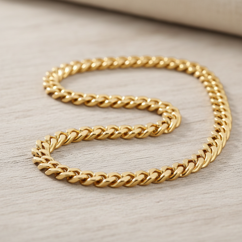 Miami Cuban Curb Chain Necklace 18K Gold Plated