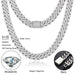  Sterling Silver Moissanite Diamond Cuban Link Necklace with clasp  - white background