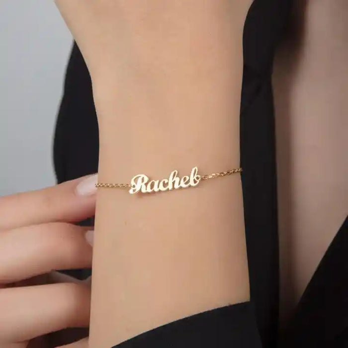 Women's Custom Name Bracelet Minimalist-Custom Name Bracelet-Sairahaz Jewelers