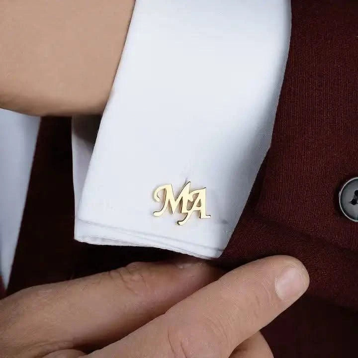 Custom Cuff Links: Add a Touch of You to Every Outfit - Name Cuff Link-Gift for him-Sairahaz Jewelers
