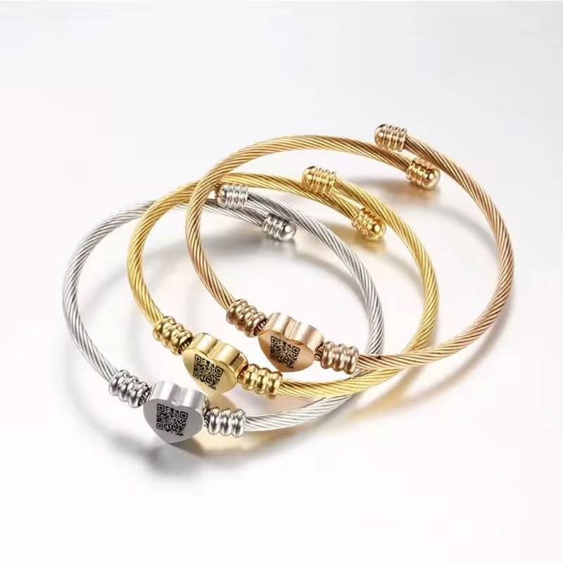 Personalized Heart QR Code Sign Bangle Custom QR-Custom Picture Bracelet-Sairahaz Jewelers