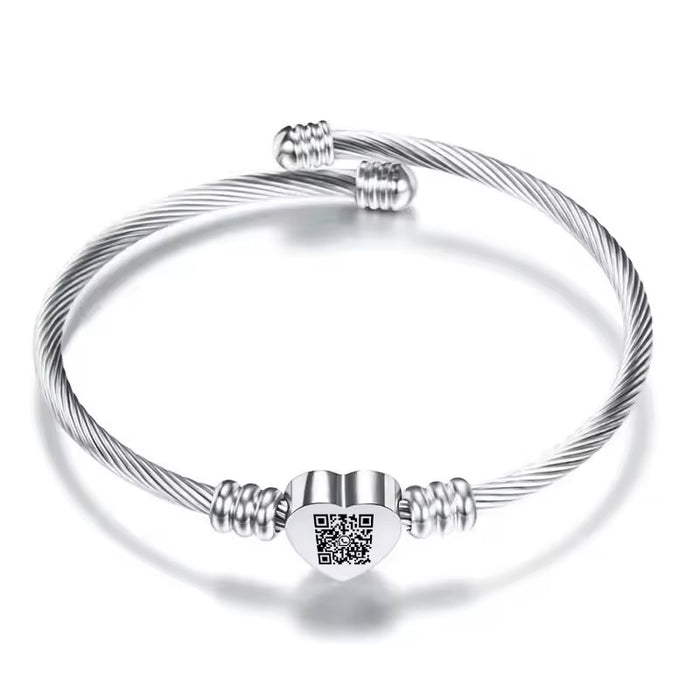 Personalized Heart QR Code Sign Bangle Custom QR