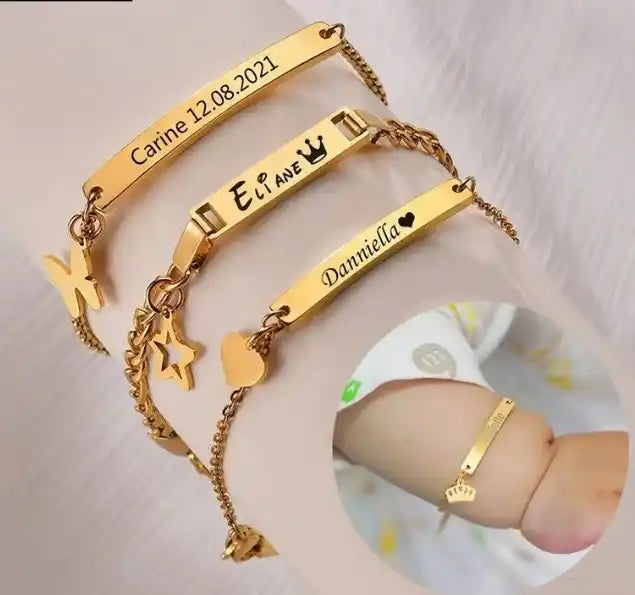 Adjustable Personalized Name Bracelet for New Born with Custom Print Logo