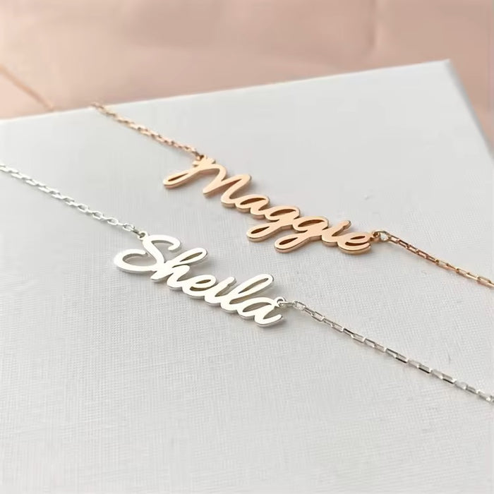 Minimalist Name Necklace 925 Sterling Silver-Custom Name Necklace-Sairahaz Jewelers