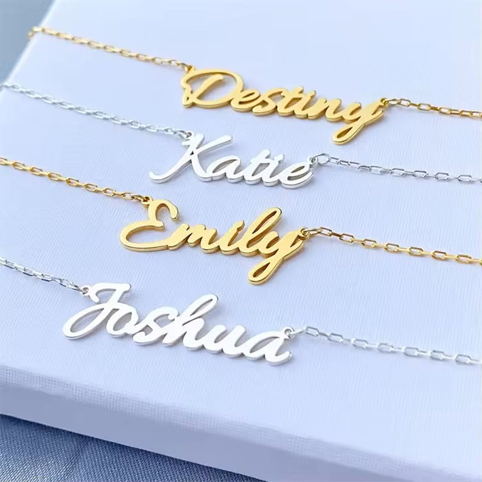 Minimalist Name Necklace 925 Sterling Silver-Custom Name Necklace-Sairahaz Jewelers