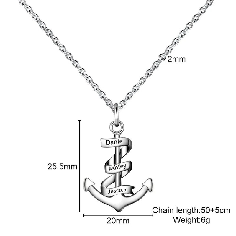 Custom Achor Name Necklace - Personalized Pendent Engraving