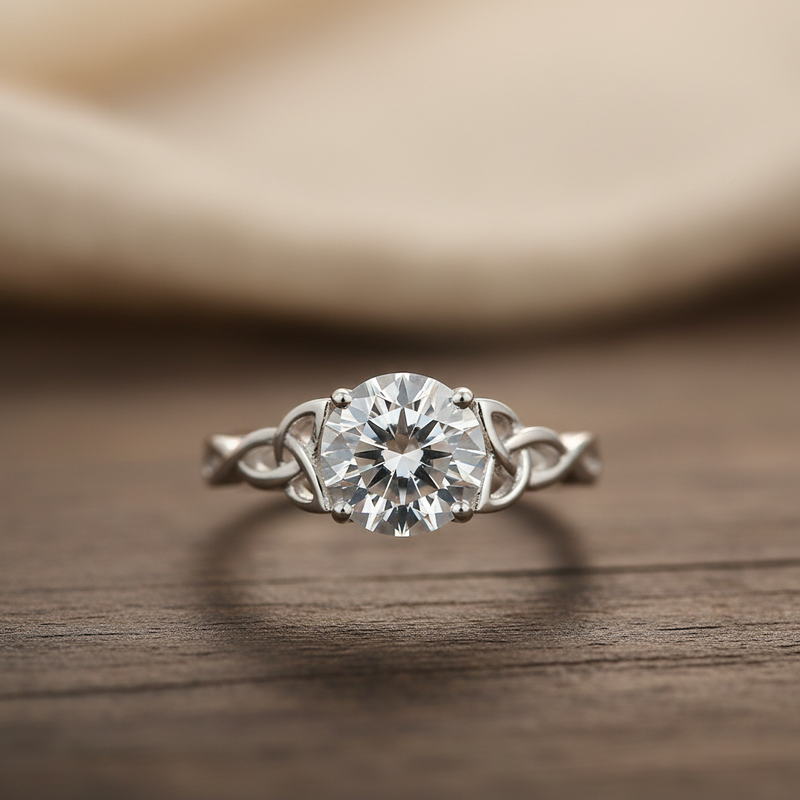 Engagement Wedding Ring, 2ct Round Moissanite