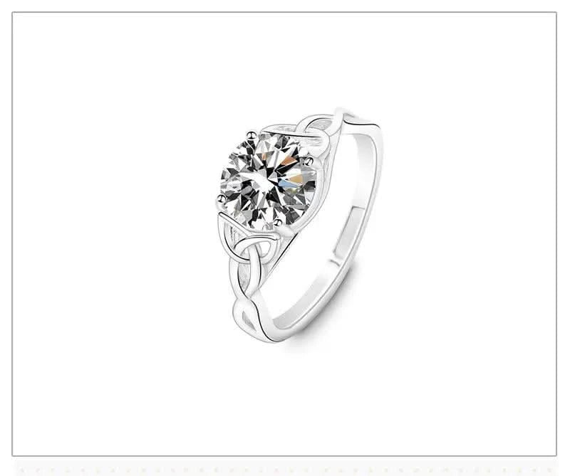 Diamond Engagement Wedding Ring, Round Moissanite engagement ring-Rings-Sairahaz Jewelers