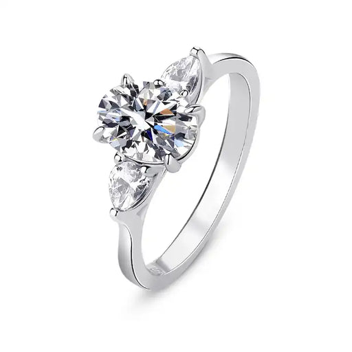 Oval Moissanite Engagement Ring in White Gold, Unique Marquise Cut-Rings-Sairahaz Jewelers